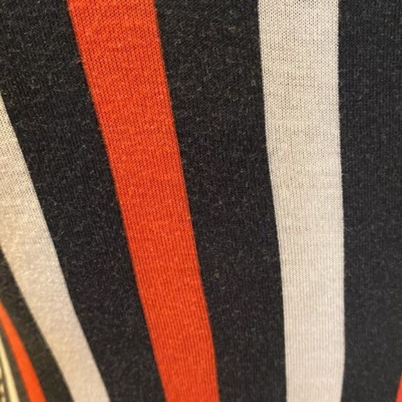 Gap Midi color block strip navy/red print work dress Faux wrap jersey XS - Picture 5 of 8